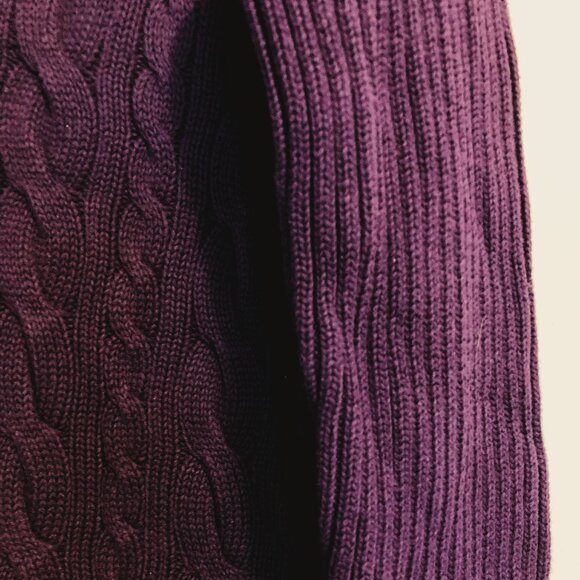 Women's XL Chaps Eggplant Cable-knit Sweater - Picture 5 of 6